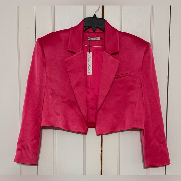 ALICE + OLIVIA Shan Cropped Satin Blazer - Picture 4 of 9